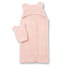 Blush Pink Bear Ear Hooded Towel + Wash Mitt