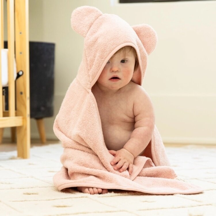 Blush Pink Bear Ear Hooded Towel + Wash Mitt