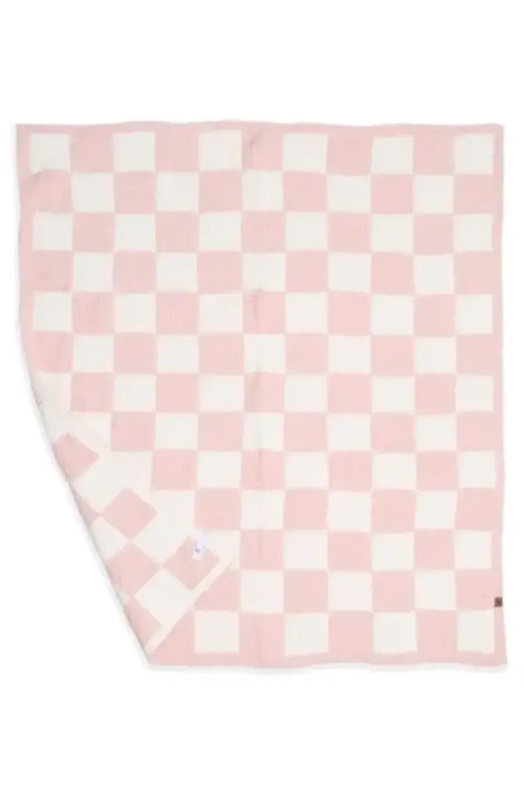 Pink Checkered Luxe Throw Blanket