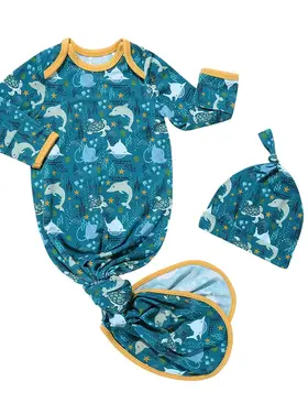 Emerson & Friends Ocean Friends Newborn Gown & Hat