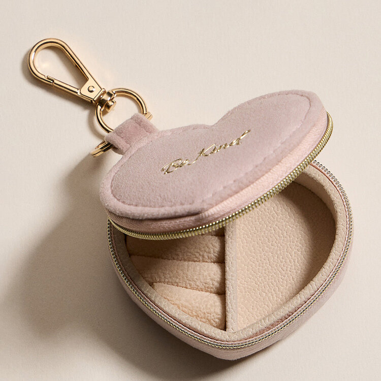 Pink Heart Travel Jewelry Case Keychain