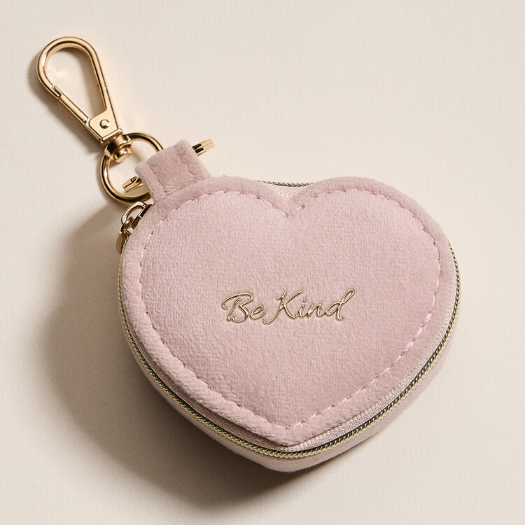Pink Heart Travel Jewelry Case Keychain