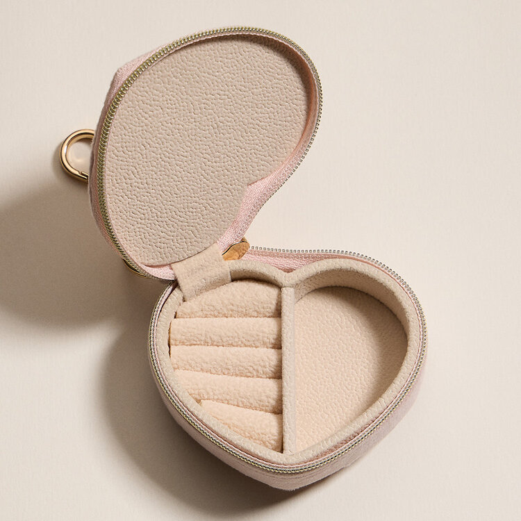 Pink Heart Travel Jewelry Case Keychain