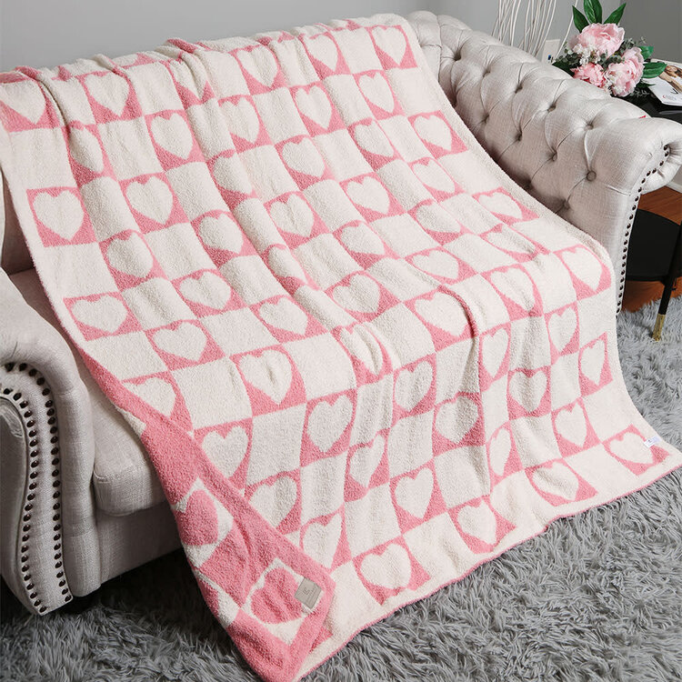 Checkered Heart Reversible Throw Blanket
