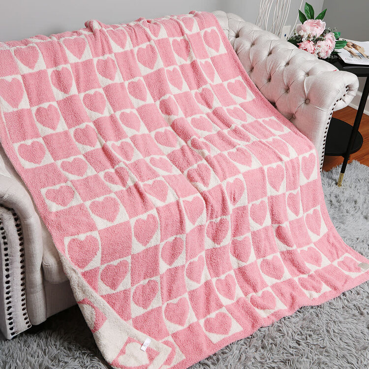 Checkered Heart Reversible Throw Blanket