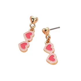 Enamel Pink Double Heart Earrings
