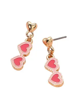 Enamel Pink Double Heart Earrings