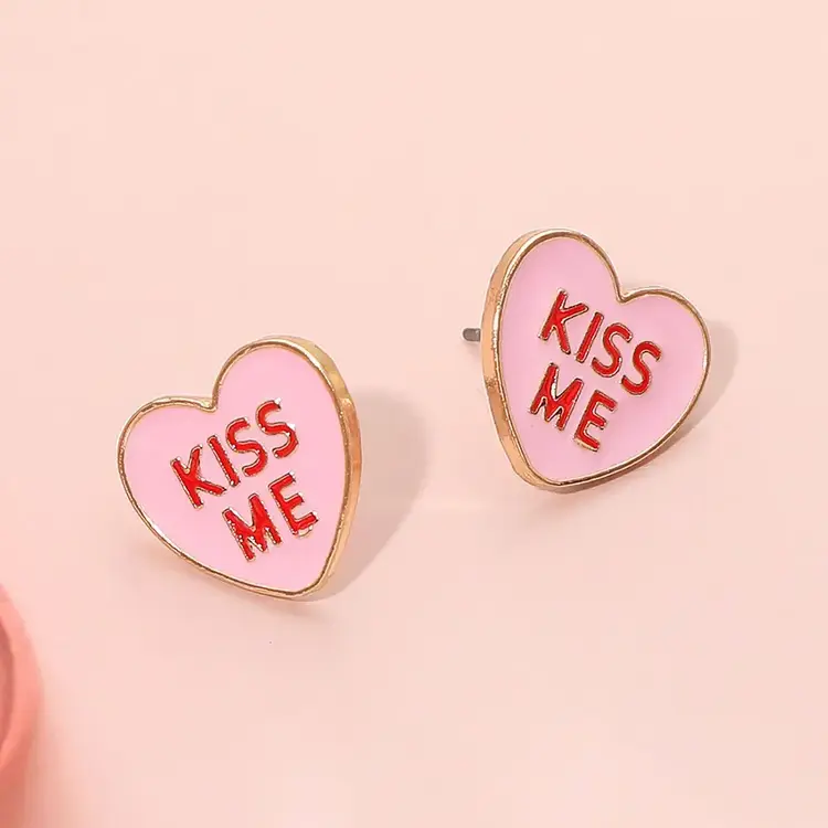 Kiss Me Enamel Stud Earrings
