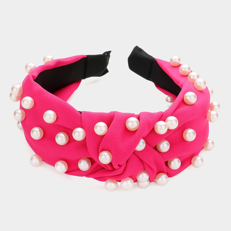 Fuchsia Knot Pearl Headband