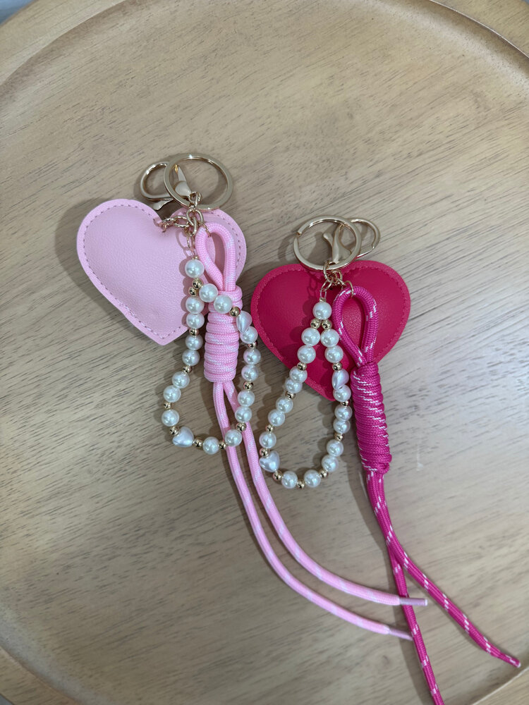 Heart Pearl Tassel Keychain / Bag Charm