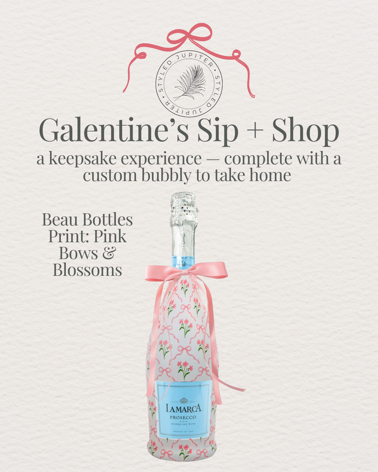 Styled Jupiter Beau Bottles -  Prosecco Pink Bows & Blossoms