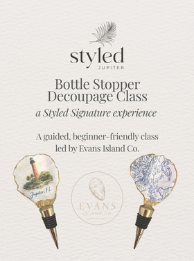Styled Jupiter Amelia Island Bottle Stopper Decoupage Class Ticket