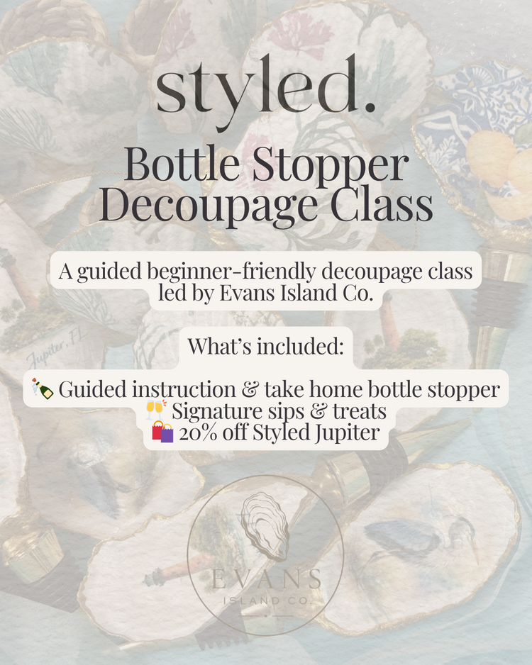 Styled Jupiter Amelia Island Bottle Stopper Decoupage Class Ticket