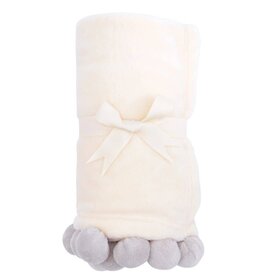 Elegant Baby Grey Pom Pom Baby Blanket