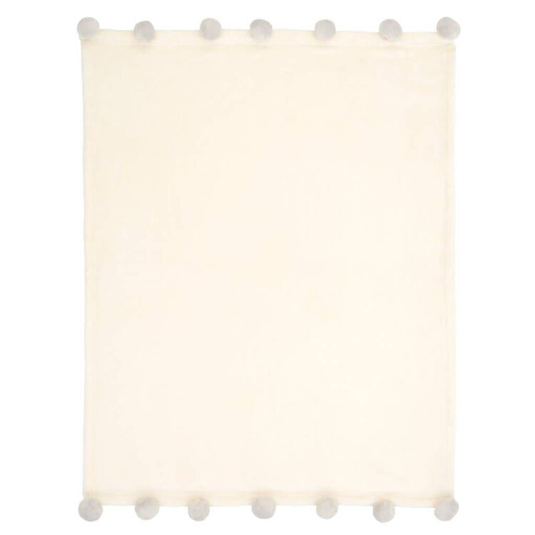 Elegant Baby Grey Pom Pom Baby Blanket