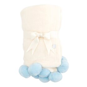 Elegant Baby Blue Pom Pom Blanket