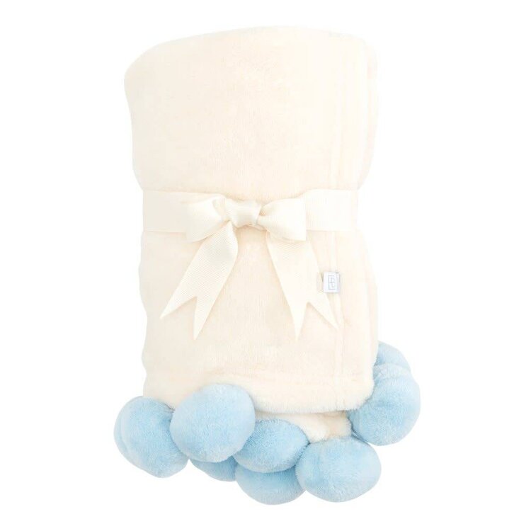 Elegant Baby Elegant Baby Blue Pom Pom Blanket