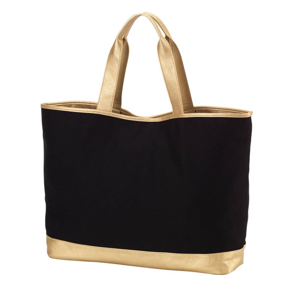 Tote Bag in Black/Gold | Genuine Leather | Bandolier Style