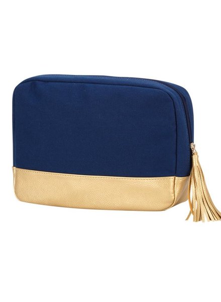 Accessories Makeup Bags Navy Blue Waffle Large Makeup Bag