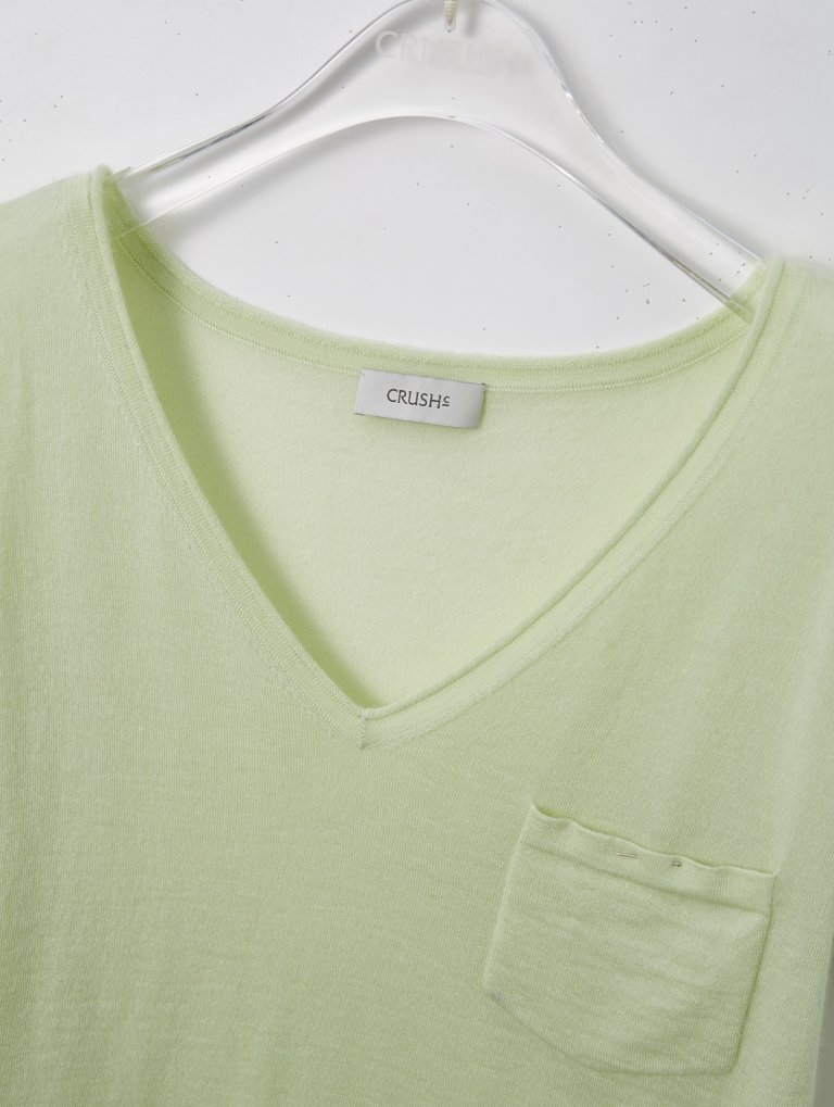 CRUSH V-neck Short Sleeves Cashmere T-shirt