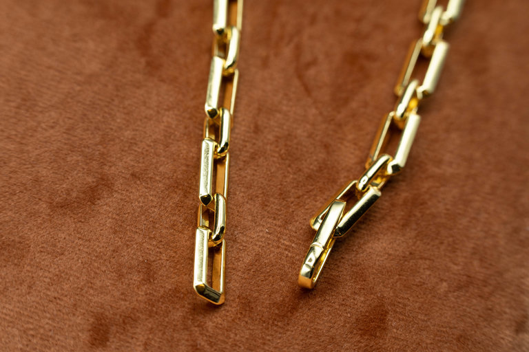 INFASHION Rectangular Brass Chain Necklace