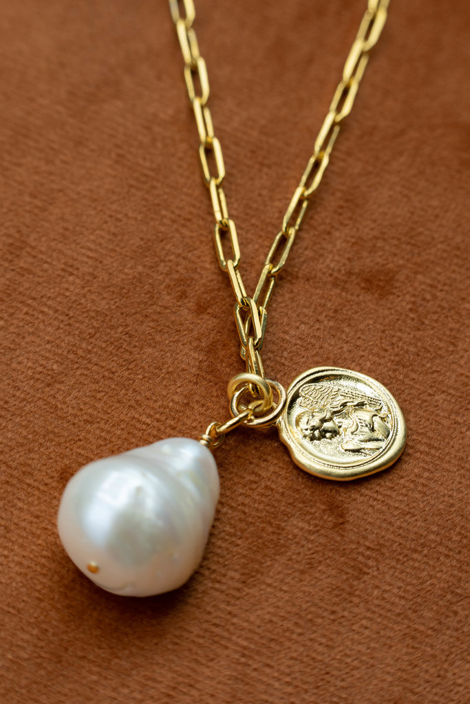 INFASHION Baroque Pearl Pendant Necklace