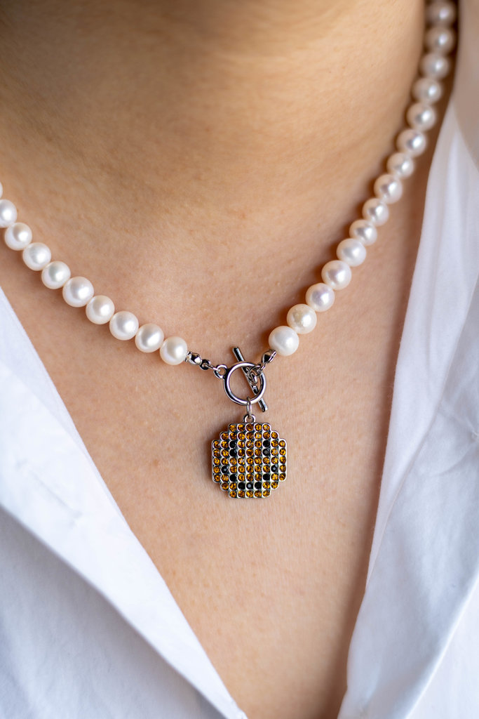 INFASHION Pearl Necklace  with Zircon Smiley Imitation pendant