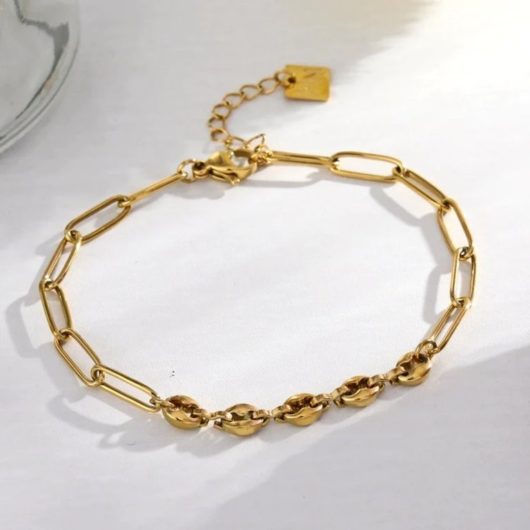 HACKNEY NINE IZARA Paper-Clip & Oval-Beads Chain Bracelet