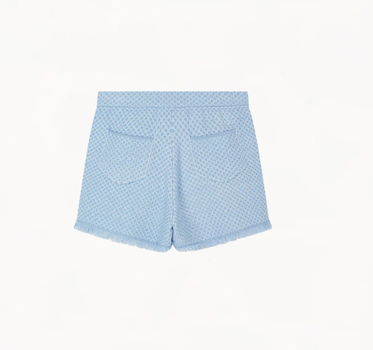 CRUSH DENIM-LOOK WOOL SHORTS