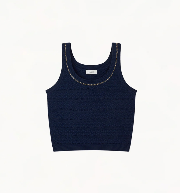 CRUSH WOOL CABLE-KNIT TANK TOP