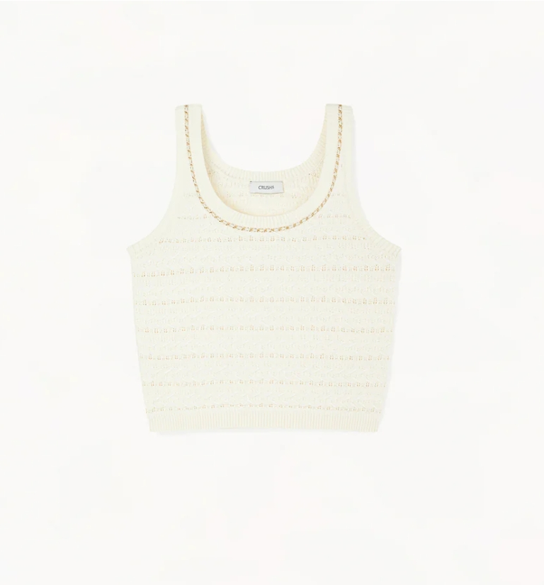 CRUSH WOOL CABLE-KNIT TANK TOP