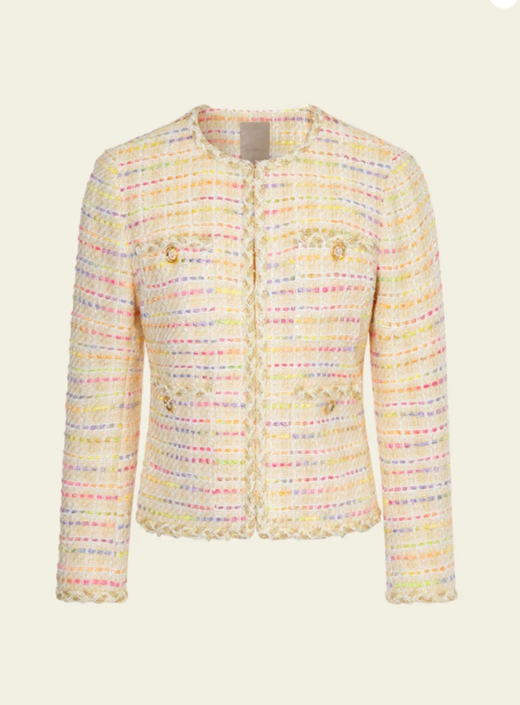 Moiselle Braided-trim Rainbow Stripped Patch-pocket Jacket