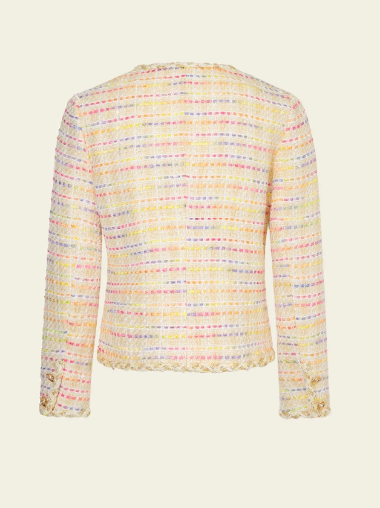 Moiselle Braided-trim Rainbow Stripped Patch-pocket Jacket