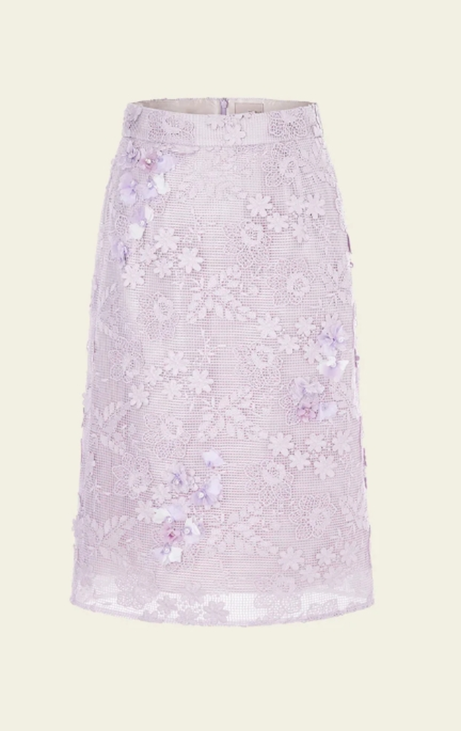 Moiselle Lilac Lace Midi Skirt