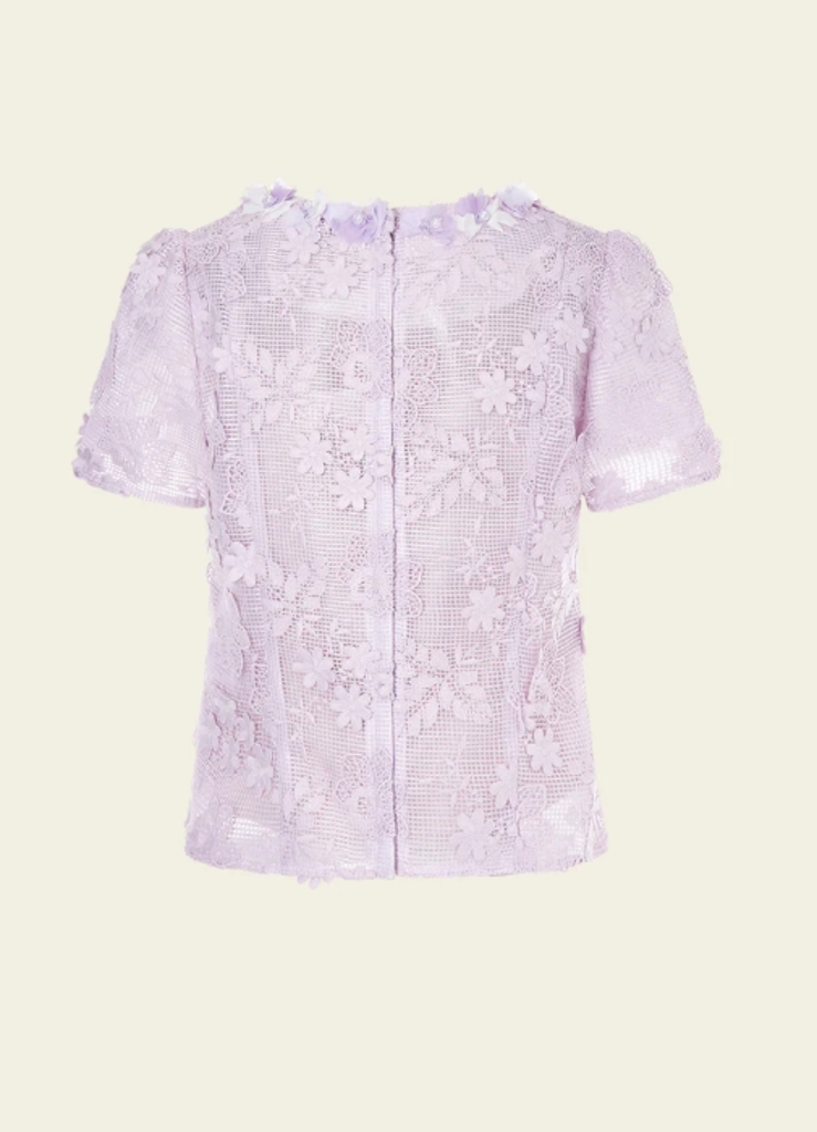 Moiselle Lilac Round Neck Lace Top