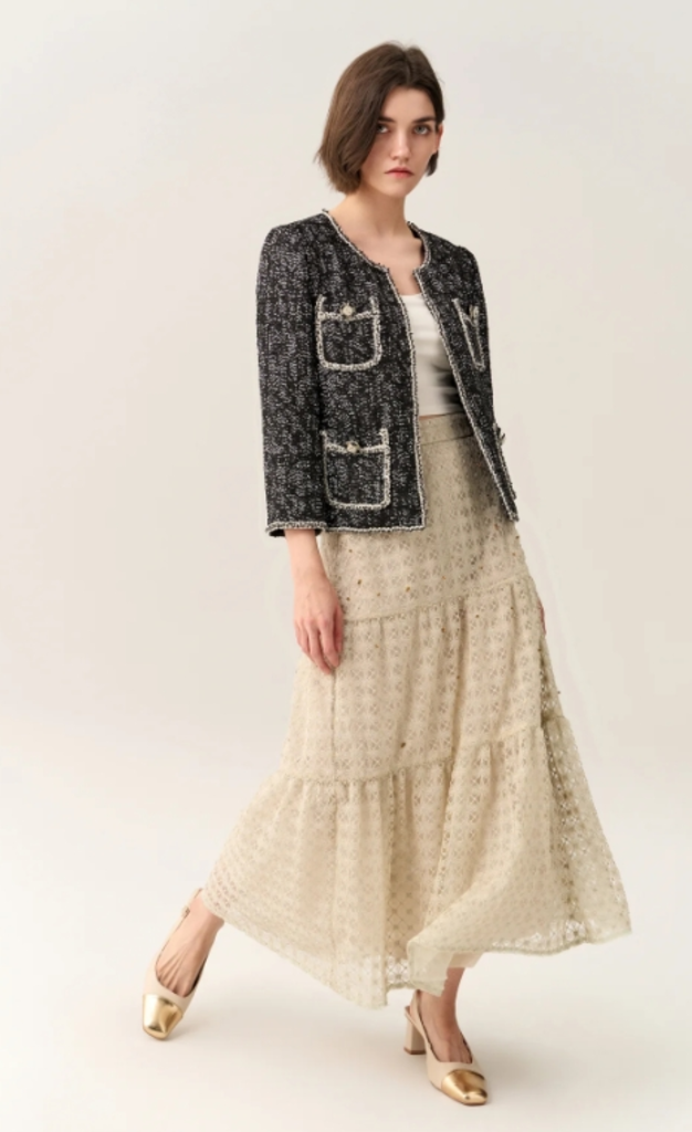 Moiselle Panelled Lace Midi Skirt