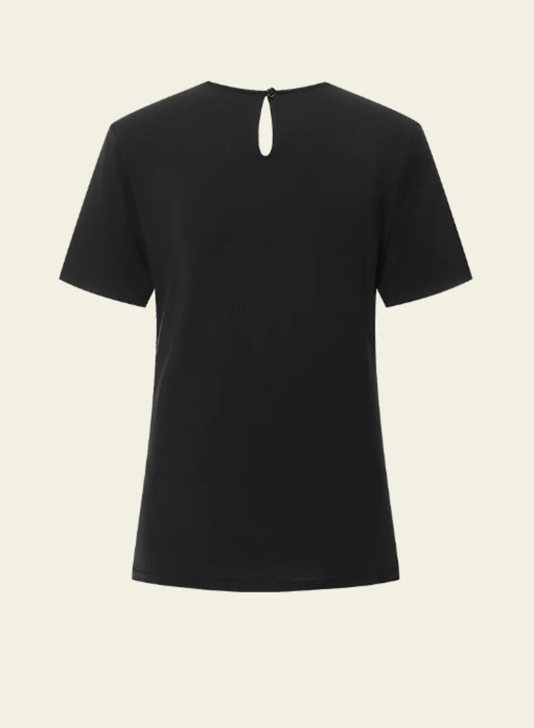 Moiselle Black Embellished Collar T-shirt