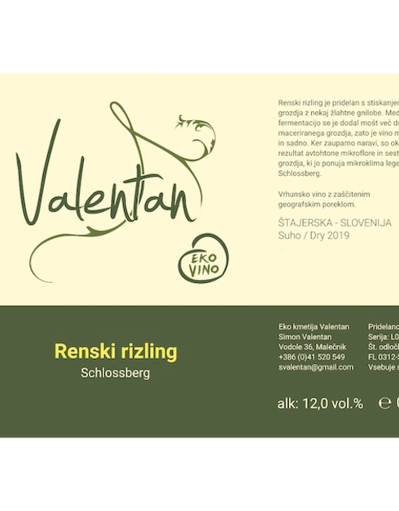 2019  Valentan Renski Rizling Schlossberg  750 ml