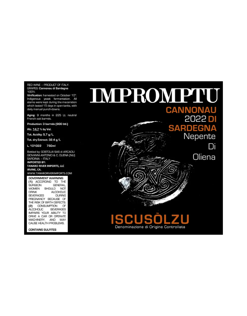 2022 Impromptu Iscusolzu Cannonau Nepente di Oliena  750 ml