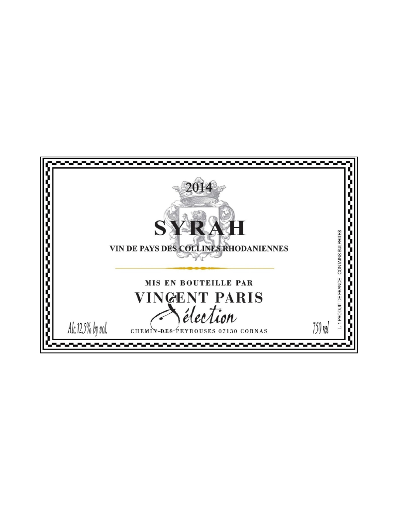 2023 Vincent Paris Syrah VdP des Collines Rhodaniennes 750 ml