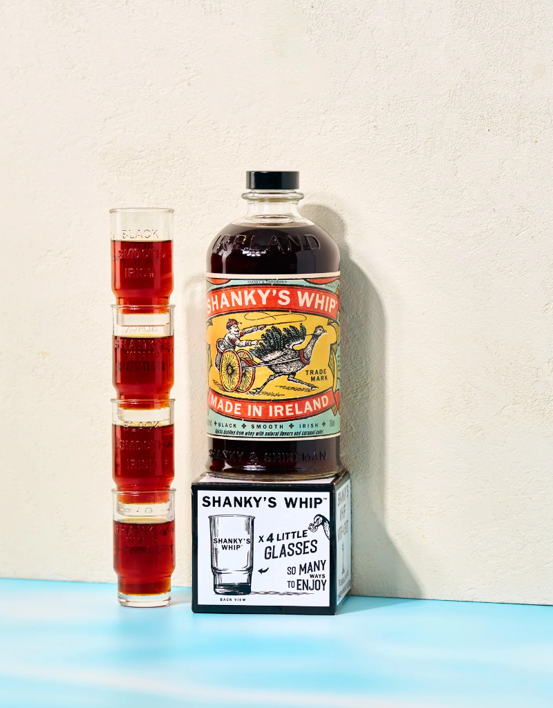 Shanky's Whip Original Black Liqueur and Whiskey Blend with Little Glasses  750 ml