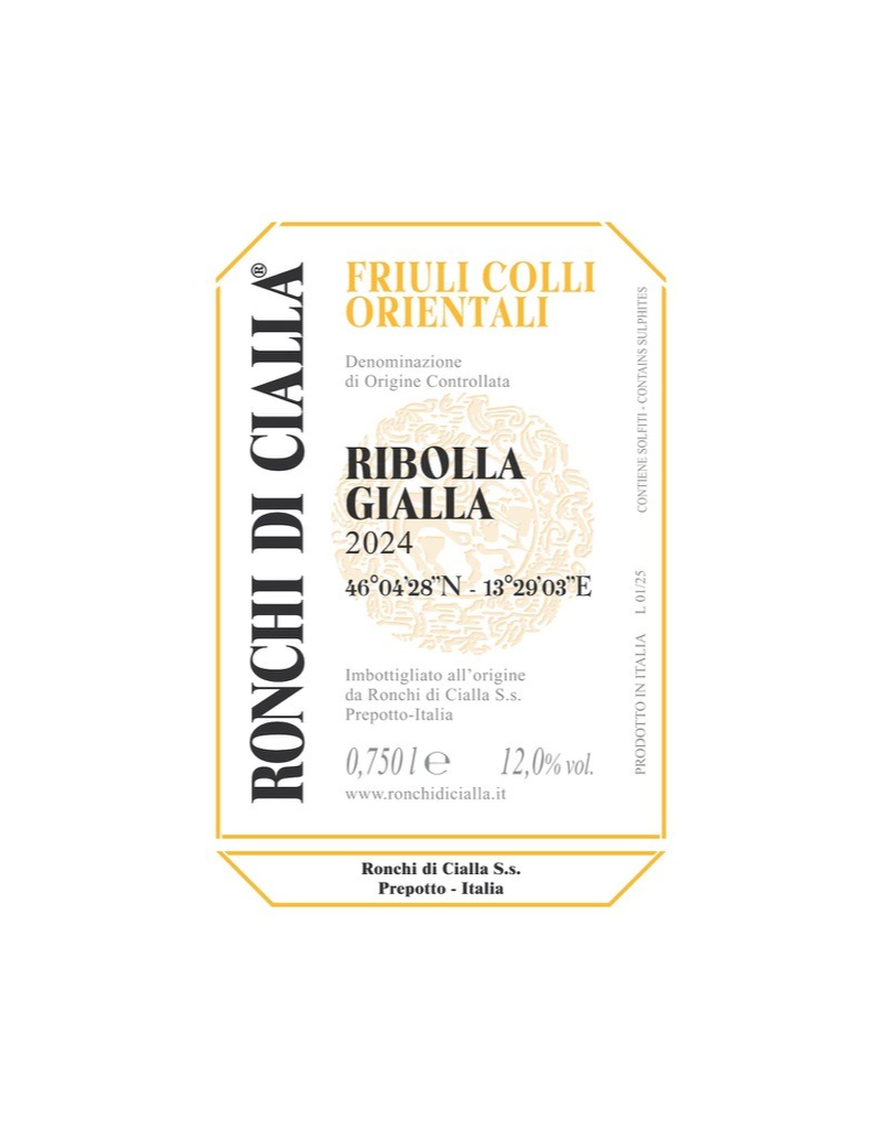 2024 Ronchi di Cialla Ribolla Gialla Friuli Colli Orientali  750 ml