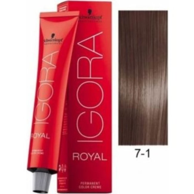 Schwarzkopf 7-1 Medium Ash Blonde 60g - Igora Royal by Schwarzkopf