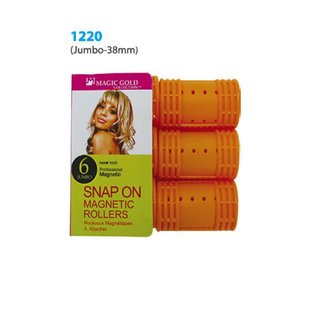 Magic Gold Snap On Magnetic Rollers 6pcs Jumbo 38mm