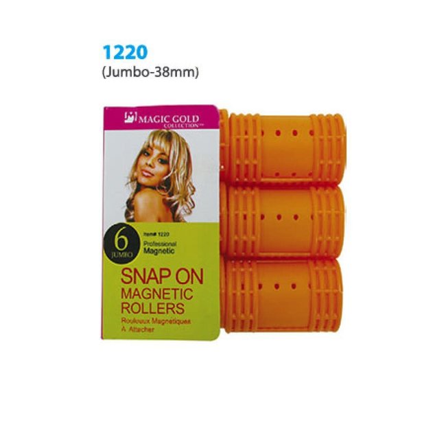 Magic Gold Snap On Magnetic Rollers 6pcs Jumbo 38mm