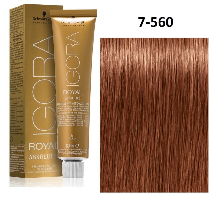  Schwarzkopf Igora Royal Absolute 7-50 - Medium Blonde Gold  Natural Hair Colour/Tint 60ml Tube by Ignora Royal : Beauty & Personal Care