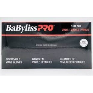 BaByliss Disposable Vinyl Gloves Powder Free  Large BLK 100