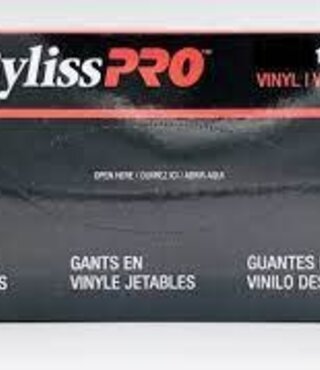 BaByliss Disposable Vinyl Gloves Powder Free  Large BLK 100