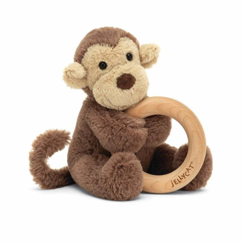 Jellycat Bashful Monkey Wood Ring Toy