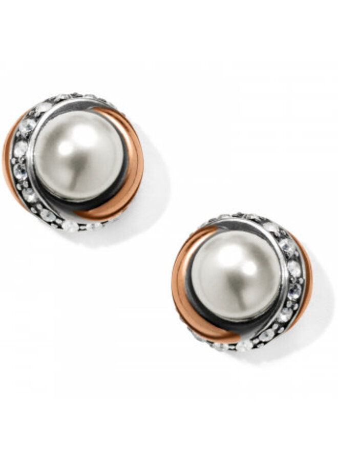 Neptune's Rings Pearl Button Earrings Cream